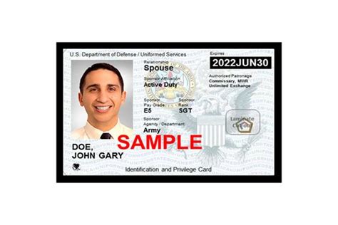 military id card size